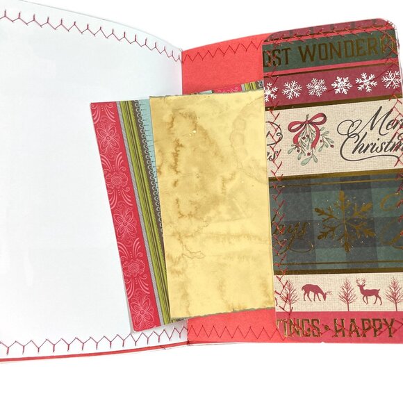 Christmas Junk Journal Book Charm Washi Fabric Wrap Tons Ephemera Handmade 5 u - Picture 10 of 16